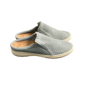 Earth Origins NEW Perforated Leather Slip-On Clogs Emilia Gray Size 10